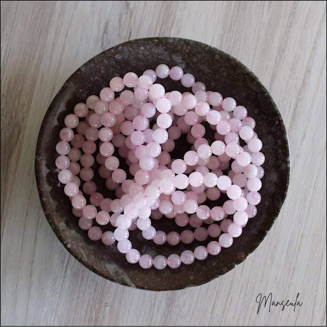 Lot de 10 bracelets en pierres naturelles Quartz rose (8mm)