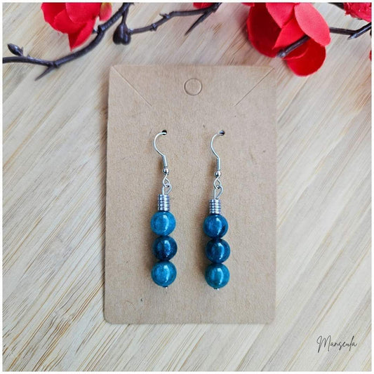 Boucles d'oreilles en Pierres naturelles Hématite et Cornaline (8mm).