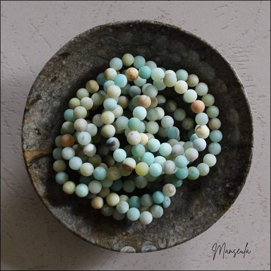 Lot de 10 bracelets en pierres naturelles Amazonite (8mm).