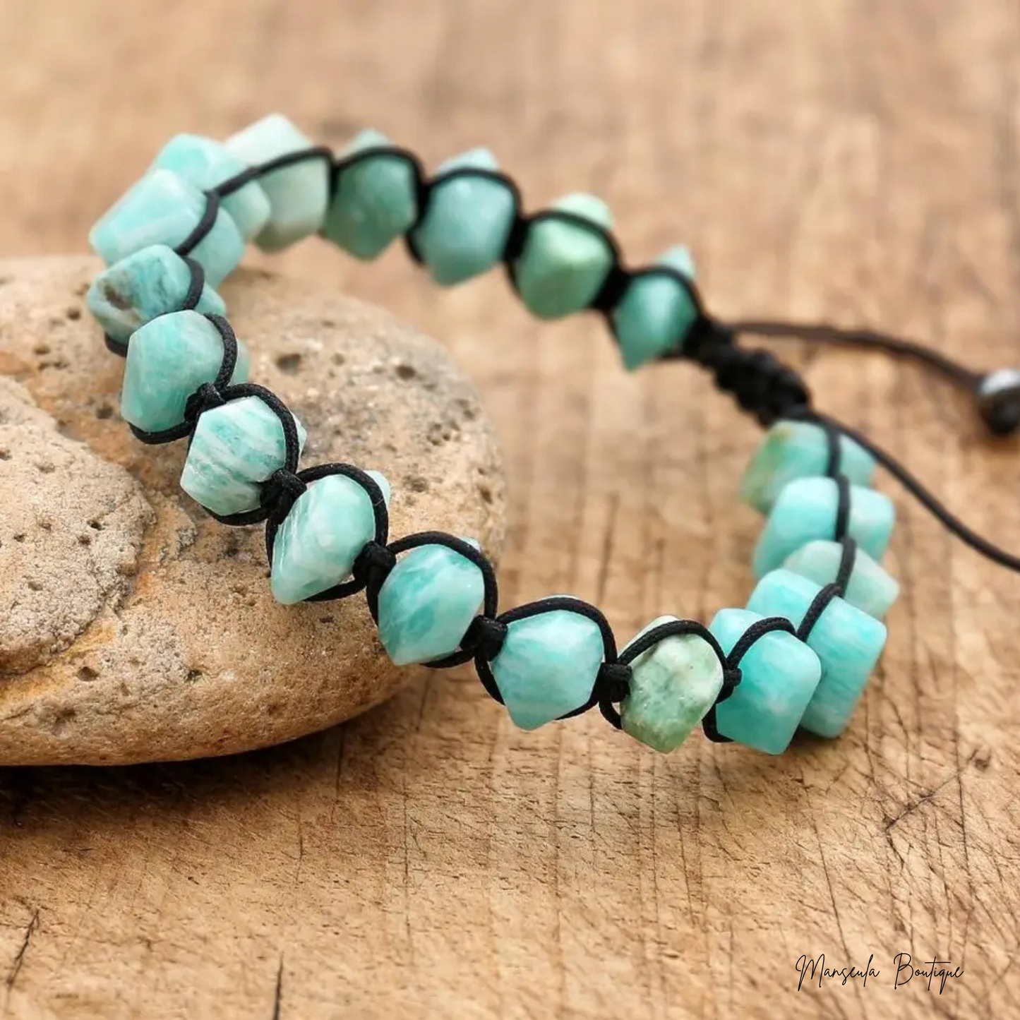 Bracelet tressé en pierres naturelles Amazonite(8mm)