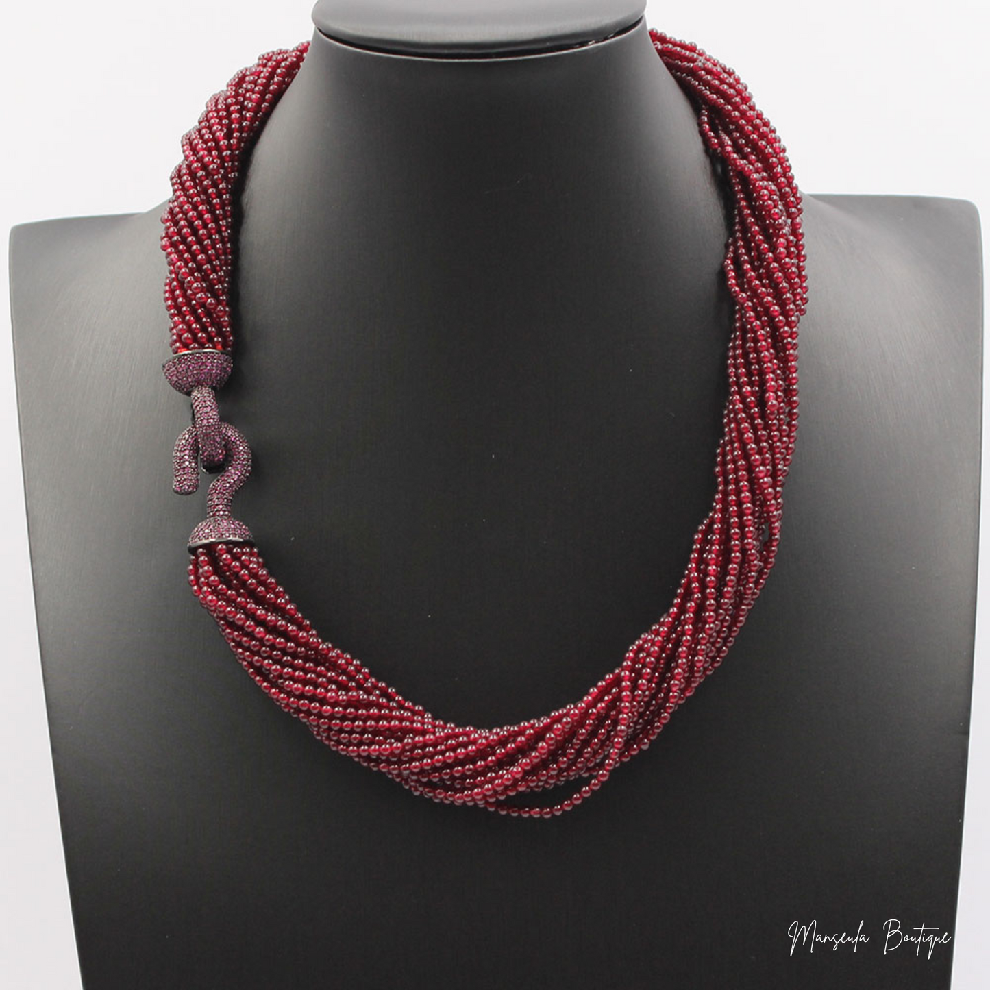 ■ Collier de perles rondes pierres naturelles Grenat rouge, bijoux multi-brins, 20 rangées.
Pierres de bonne qualité.