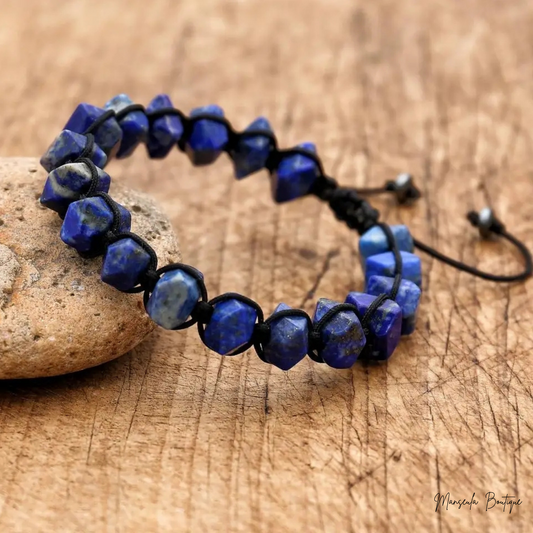 Bracelet tressé en pierres naturelles Lapis-lazuli (8mm)