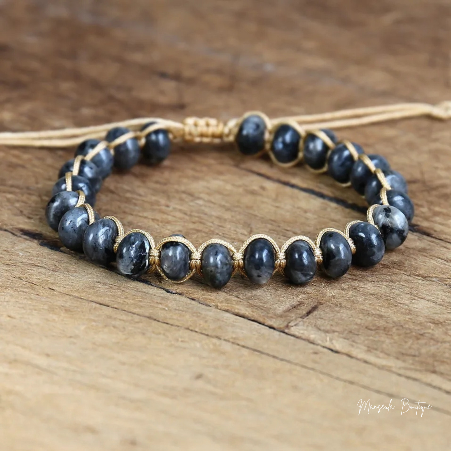 Bracelet tressé en pierres naturelles Labradorite (8mm)