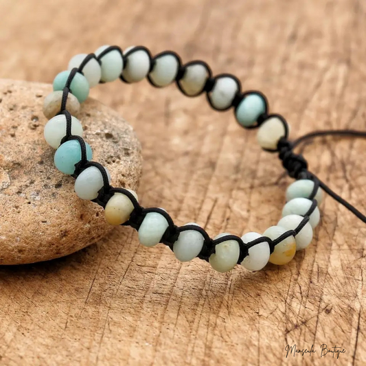 Bracelet tressé en pierres naturelles Amazonite (8mm)