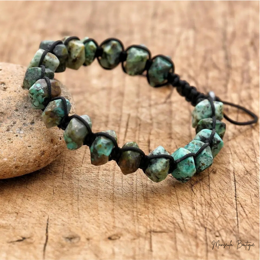 Bracelet tressé en pierres naturelles Turquoise africaine (8mm)