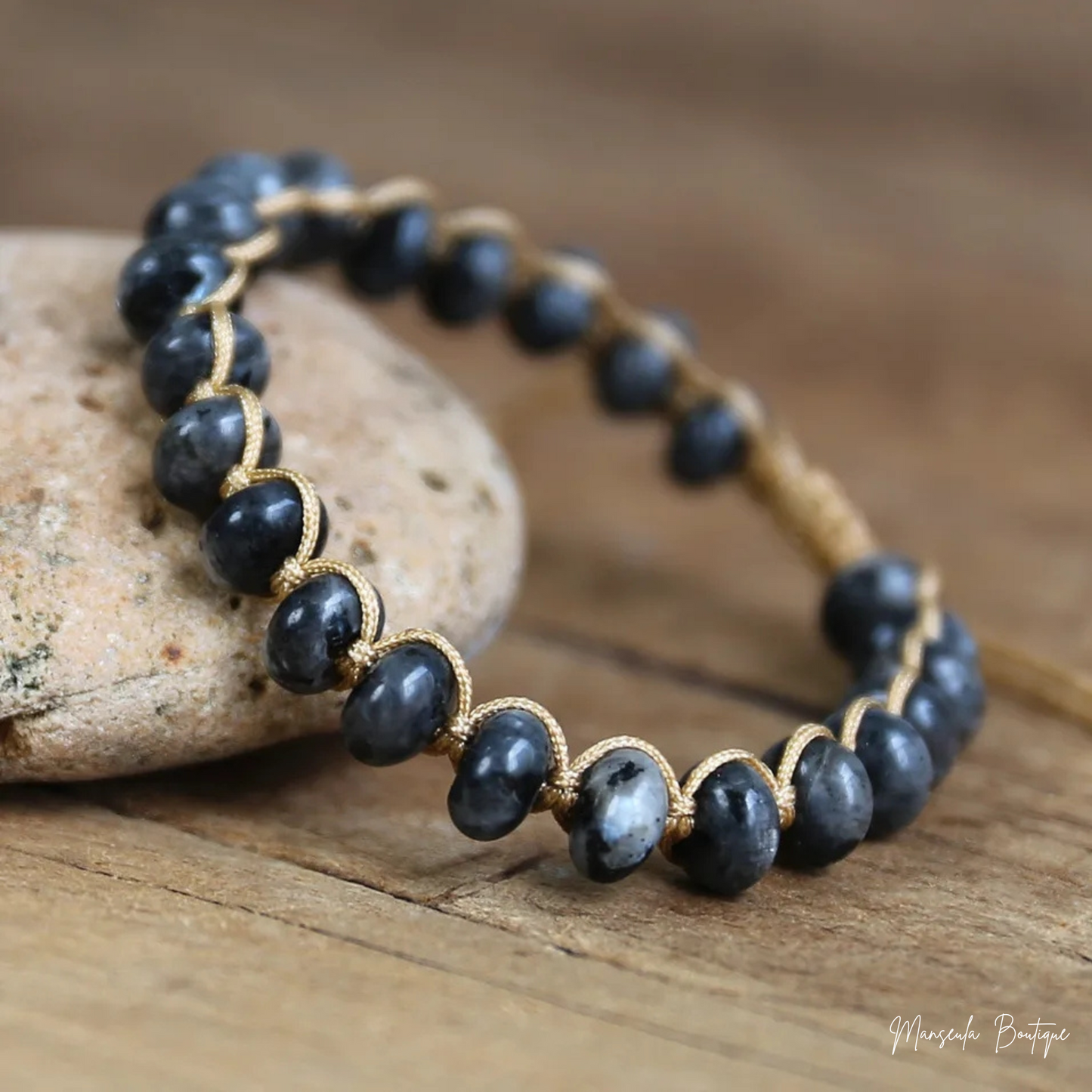 Bracelet tressé en pierres naturelles Labradorite (8mm)